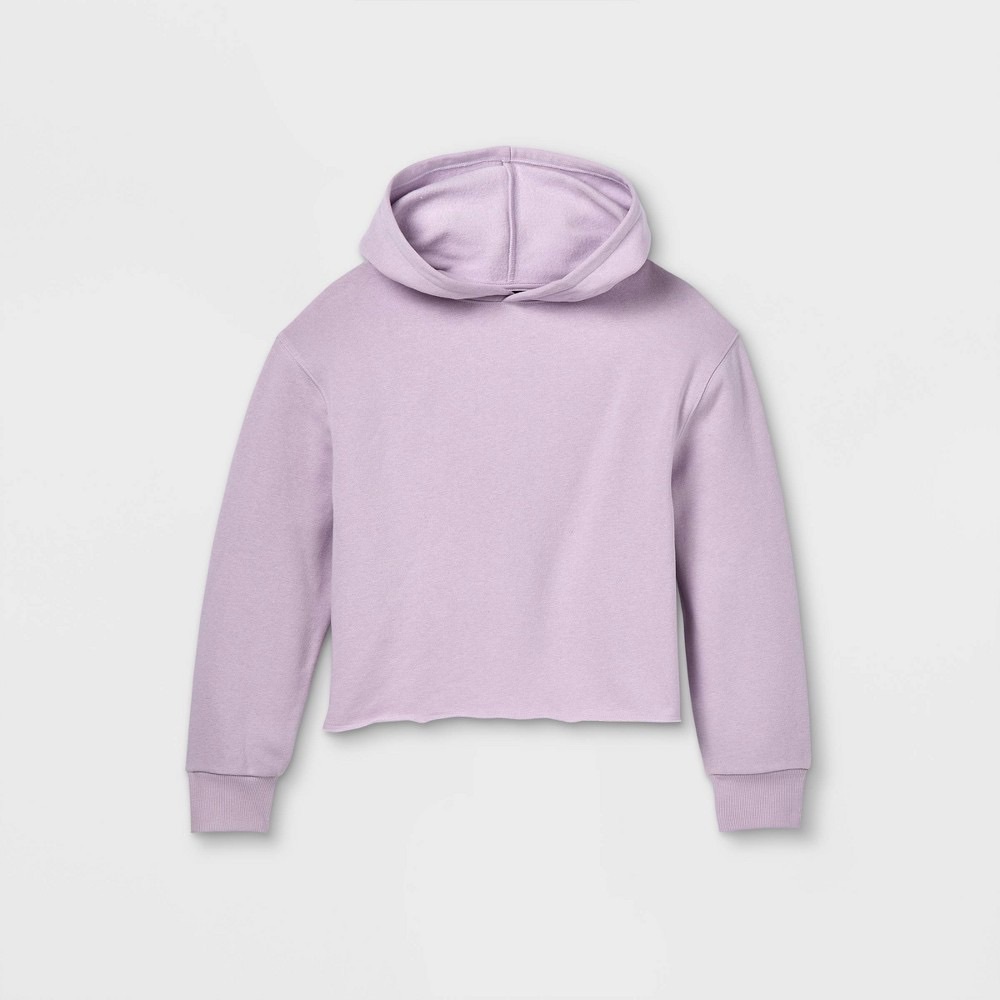Kids' Fleece Raw Edge Hoodie, Light Purple med 7/8 NWT